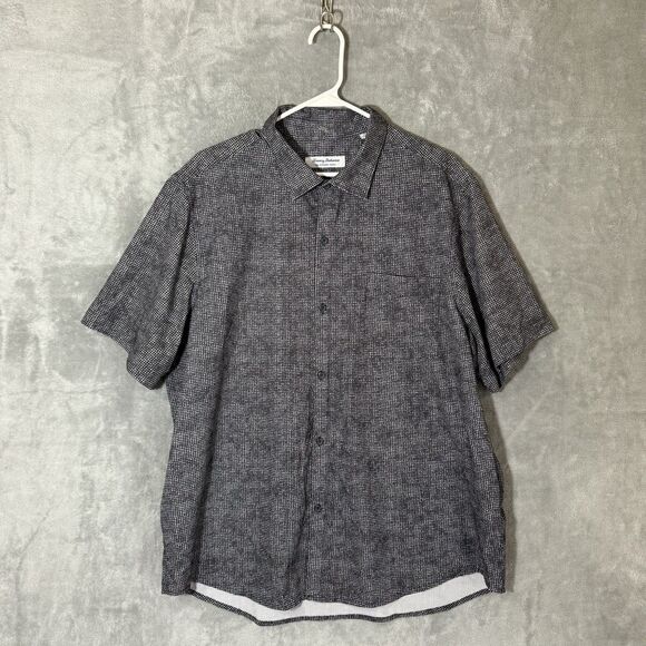 Tommy Bahama Shirt Men XL Black Print Short Sleeve Vacation Bahama Coast - Picture 1 of 10